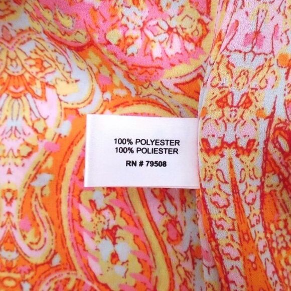 Violet + Claire Size L Orange Paisley Scoop Neck Polyester Sleeveless Cami Tank - Picture 6 of 7